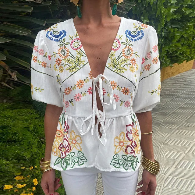 Antonella Flower Print Summer Top