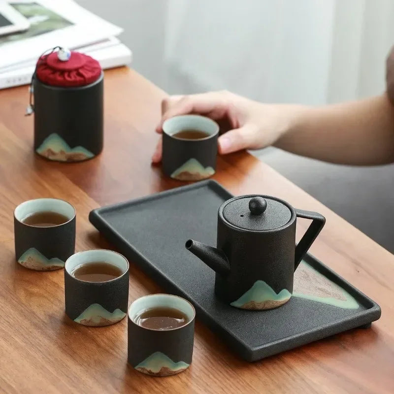 Asahi-dake Hand-Painted Tea Set