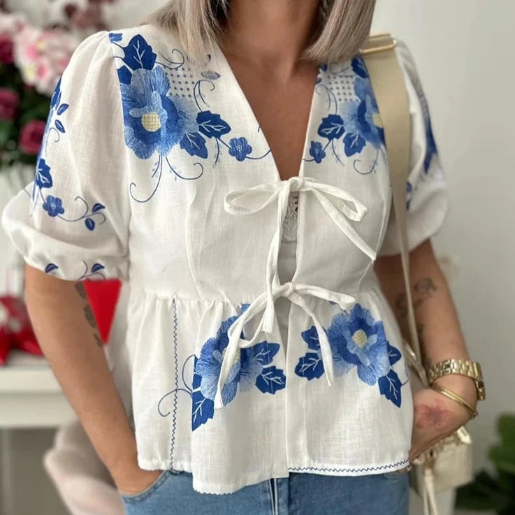 Antonella Flower Print Summer Top