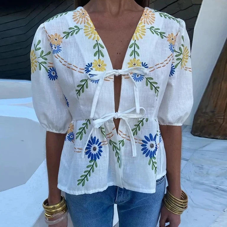 Antonella Flower Print Summer Top